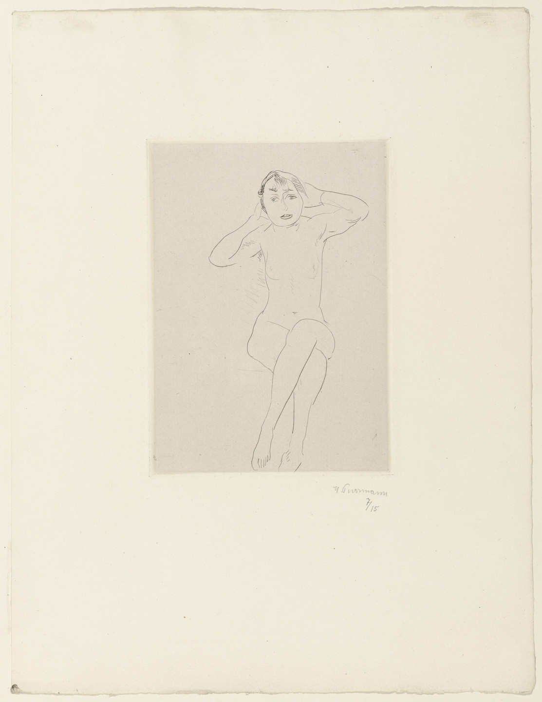 Hans Purrmann. Seated Nude (Sitzender Mädchenakt mit erhobenen Armen). (c. 1920)