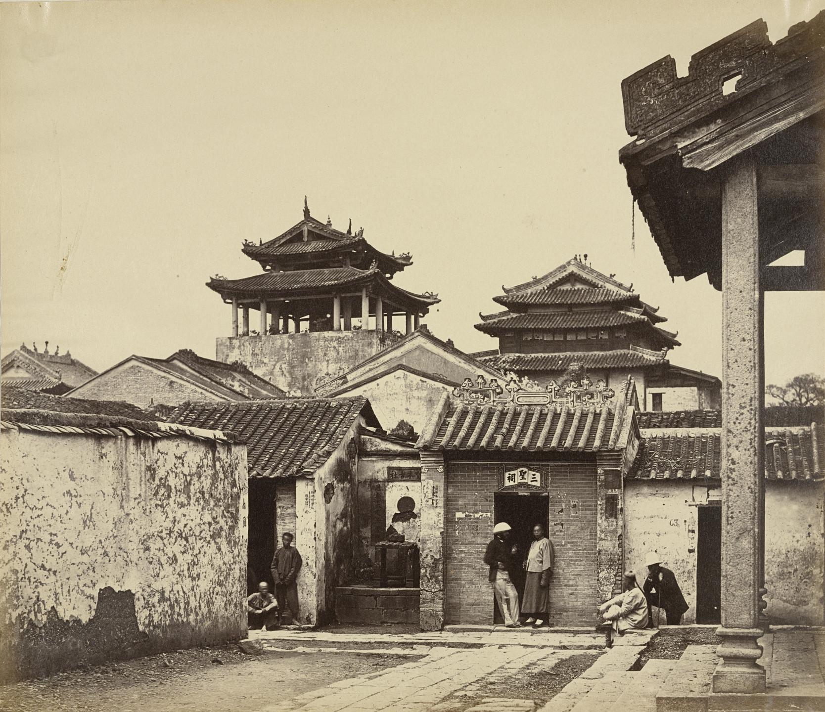 Felice Beato. Five Genii Temple from the Nume Hui Tuk Kung, Canton. April 1860