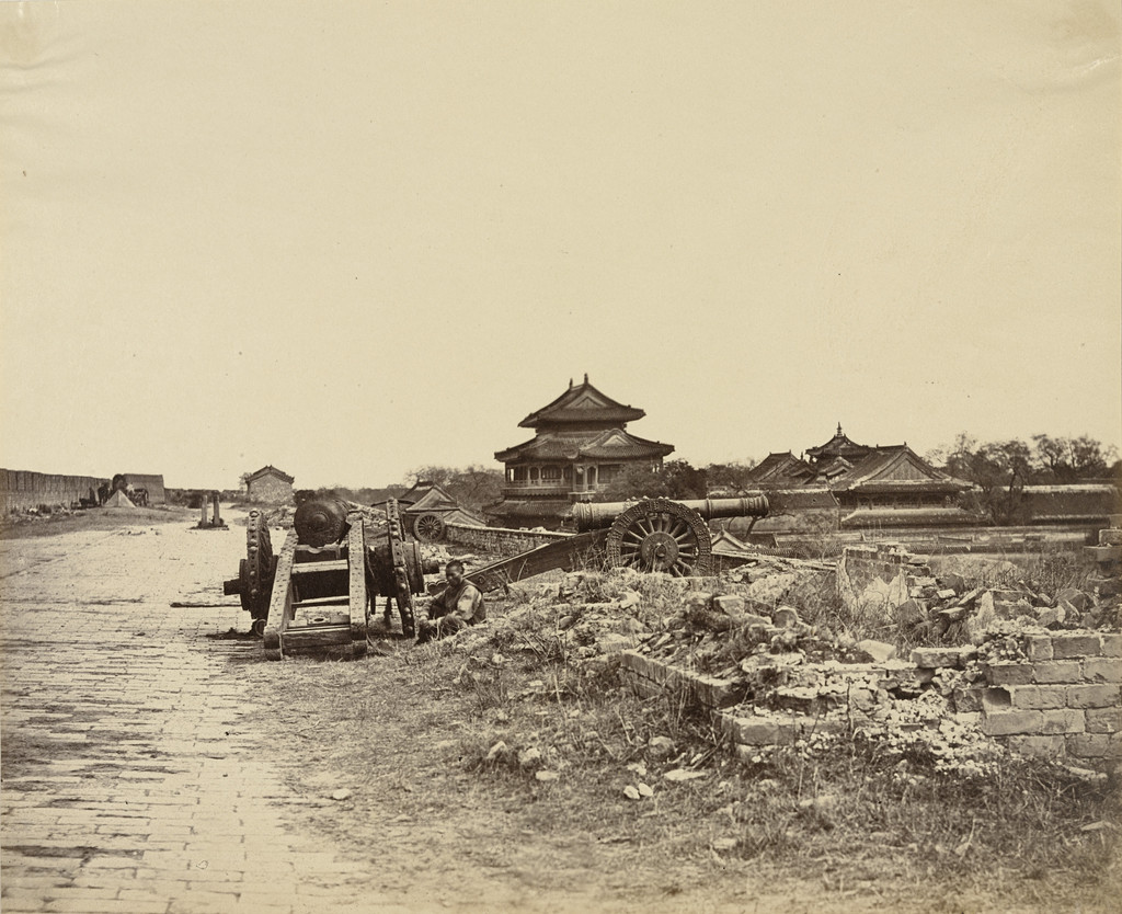Top of the Wall of Pekin taken Possession of on the 21st October 1860, showing Chinese Guns Directed Against our Batteries