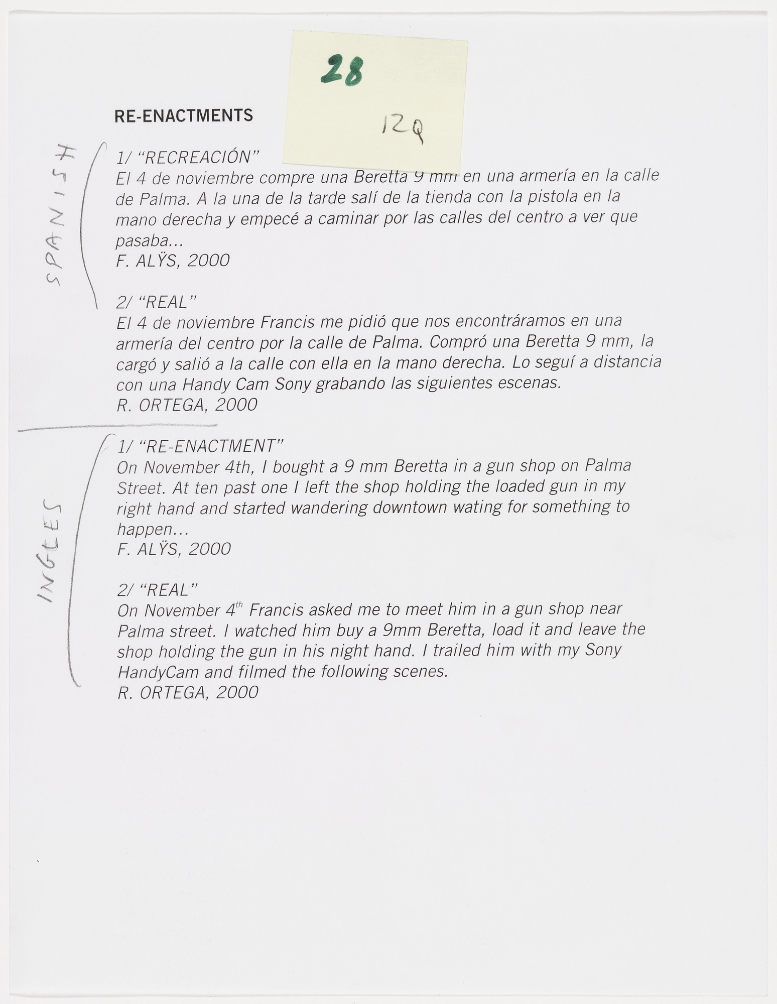 Francis Alys Untitled Re Enactments Moma