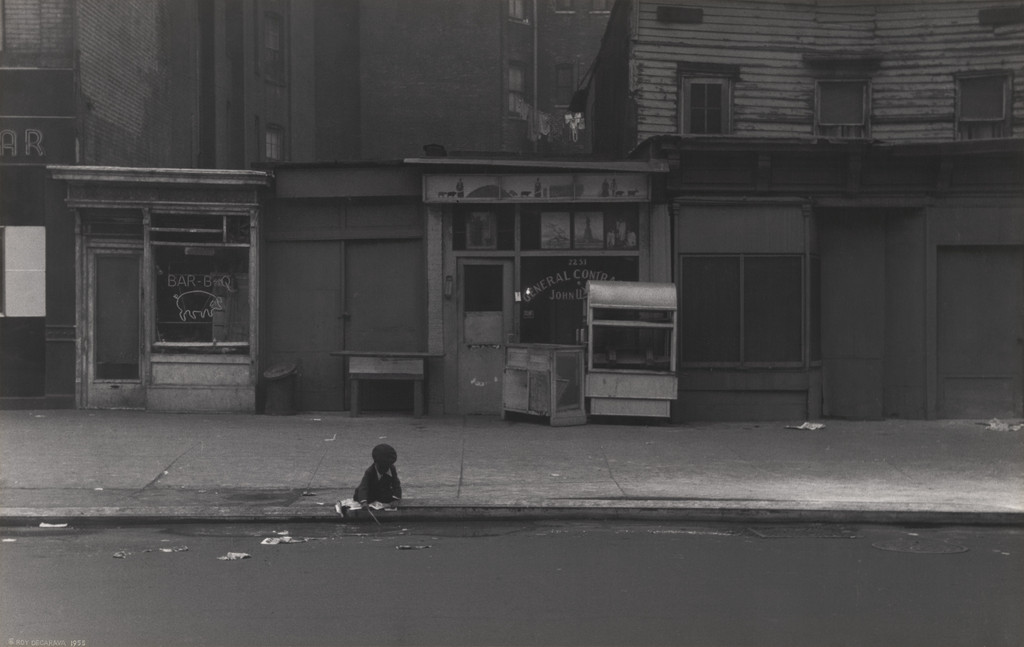 Child Playing at Curb, Eighth Avenue, Roy DeCarava, 1952