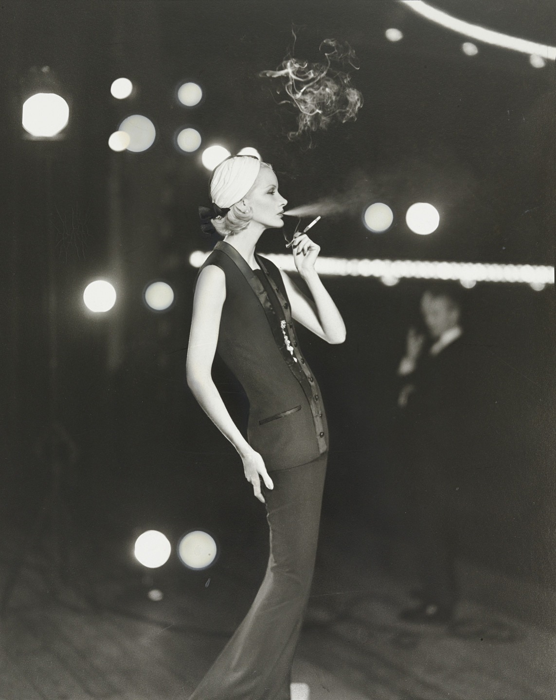 Richard Avedon. Sunny Harnett, Turban and Evening Dress by Dior, Théâtre Marigny, Paris. June 1954