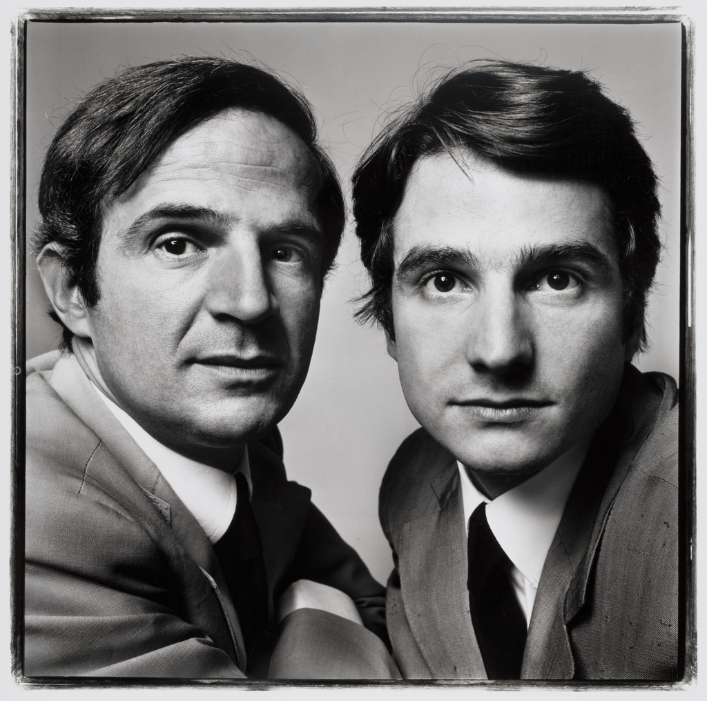 François Truffaut and Jean-Pierre Leaud, film director and actor, Paris