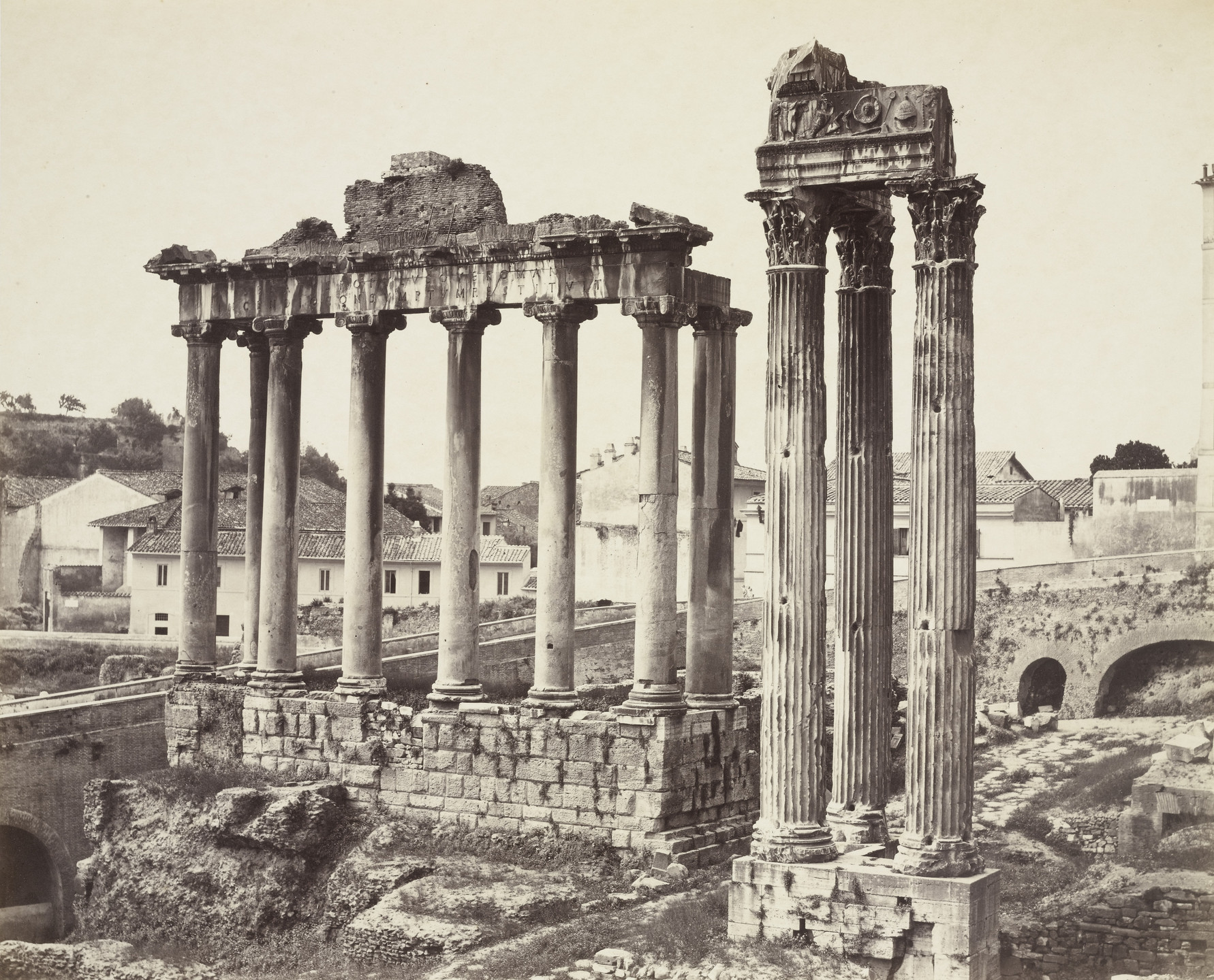 Louis-Auguste Bisson, Auguste-Rosalie Bisson. The Temples of Saturn and Concord in the Roman Forum. c. 1860