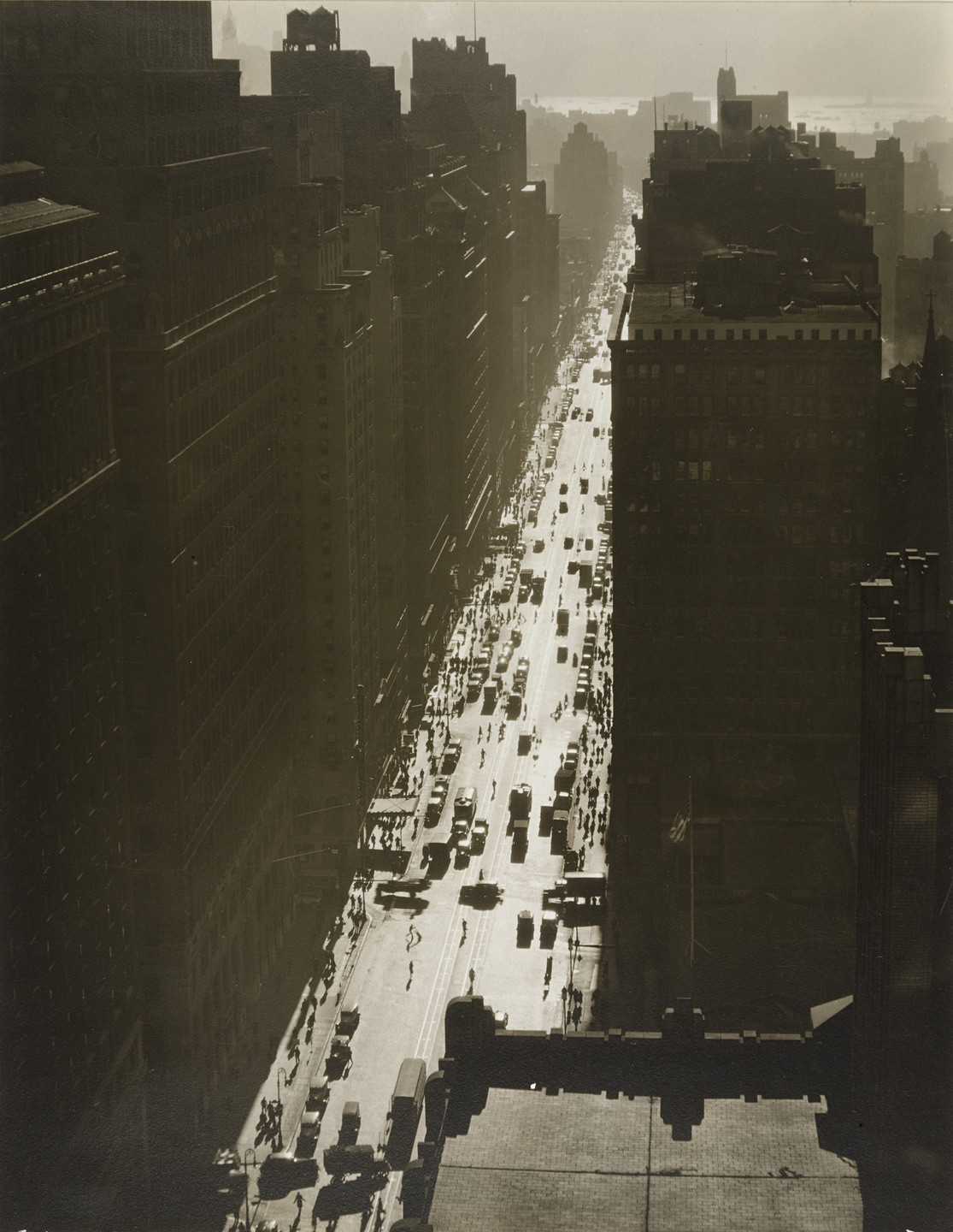 Berenice Abbott. Seventh Avenue Looking South from 35th Street, Manhattan. December 5, 1935
