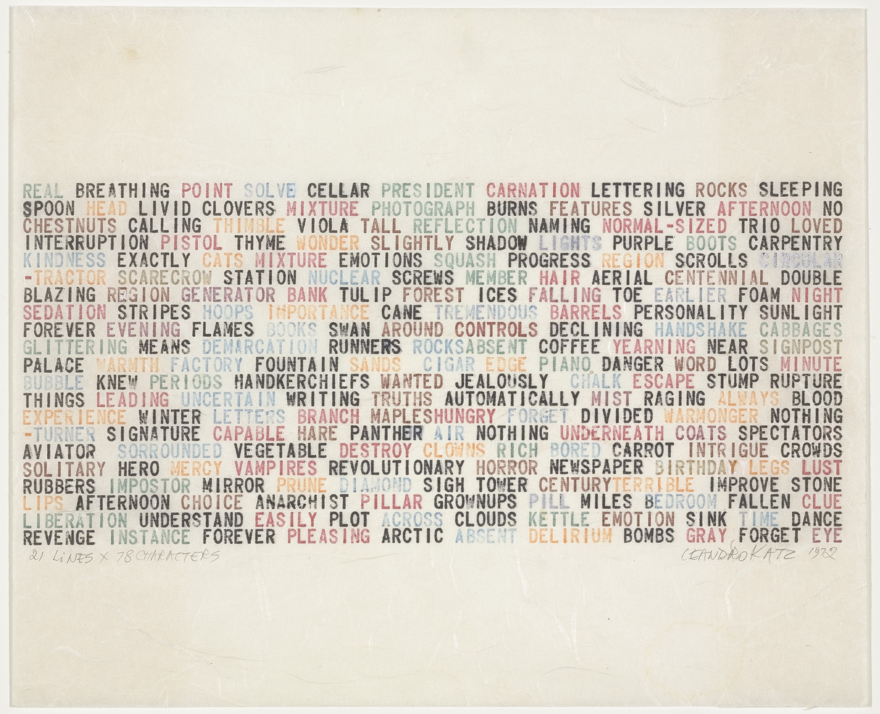Leandro Katz. 21 x 78 characters. 1972