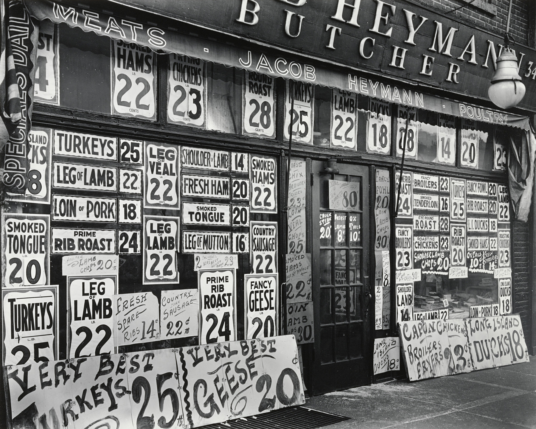 Berenice Abbott. Jacob Heymann Butcher Shop, New York City. 1938