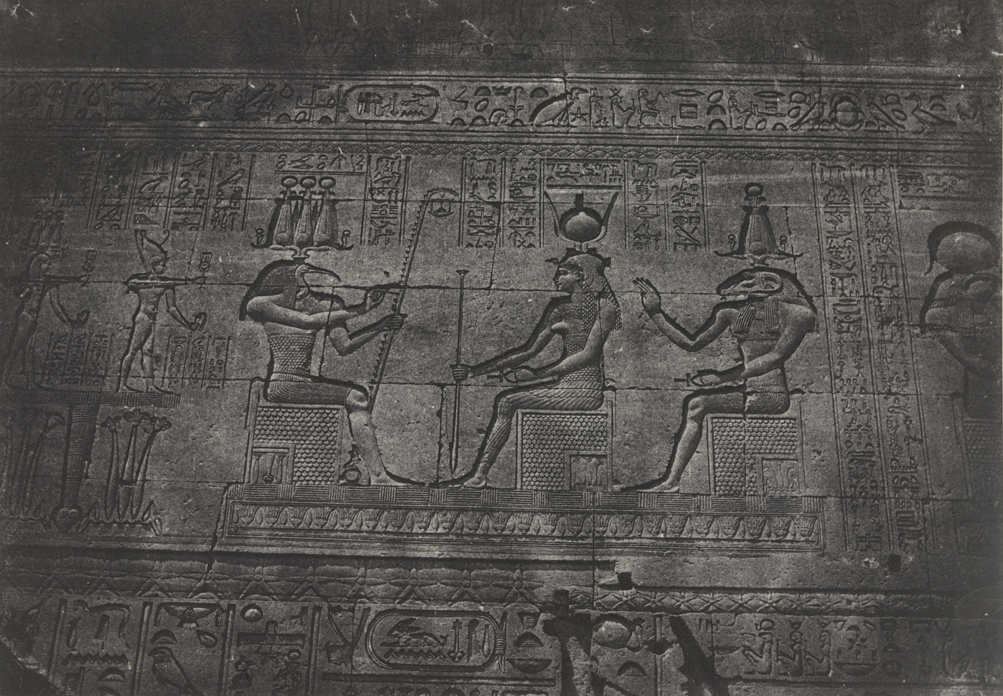 Maxime Du Camp. Grand Temple De Denderah, Sculptures de la Façade Postérieure. 1849