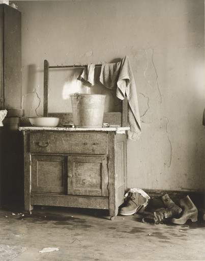 Washstand in Corner of Kitchen of Edgar Allen's Home on Farm near Milford, Iowa