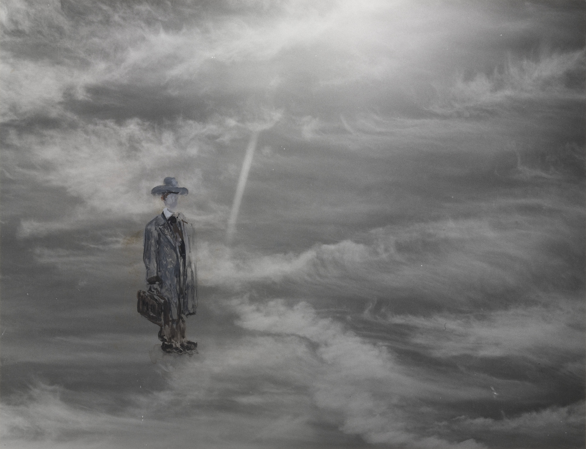 William Wegman. Untitled Salesman (man in the sky)