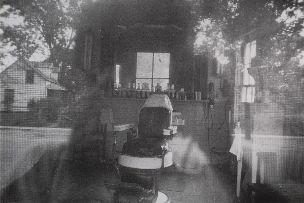 Barber Shop through Screen Door--McClellanville, South Carolina