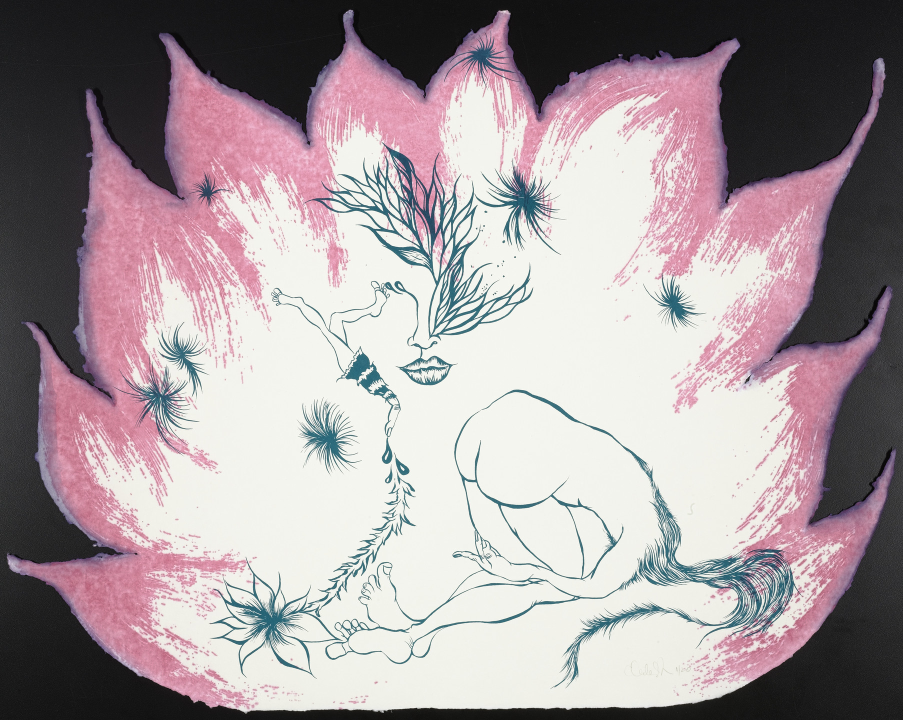 Chitra Ganesh. Untitled from Delicate Line (Corpse she was holding): Her head in the flames?. 2009