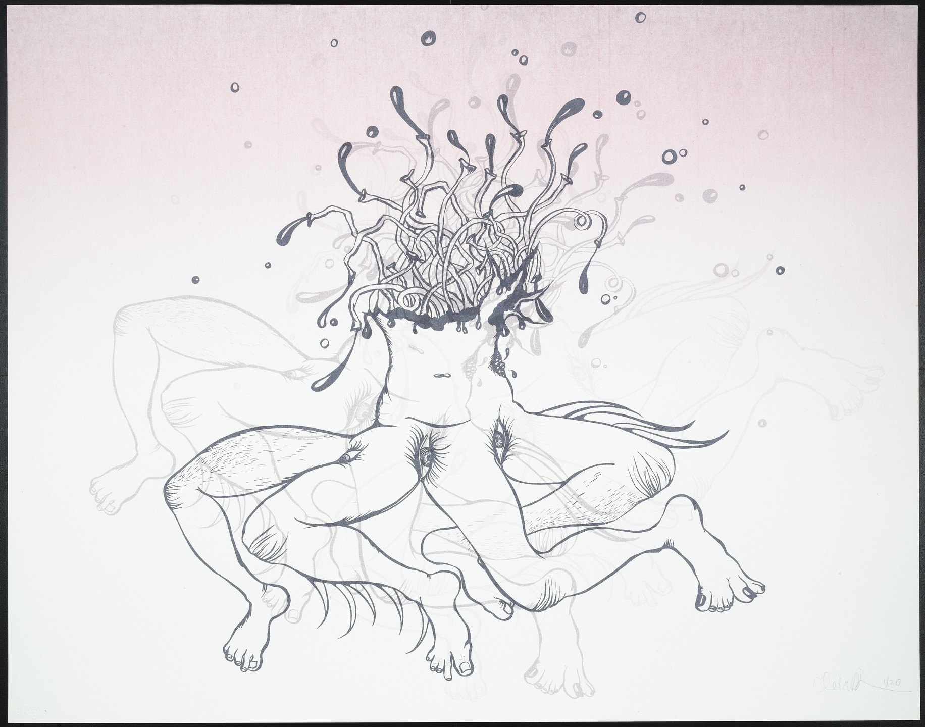 Chitra Ganesh. Untitled from Delicate Line (Corpse she was holding): Her head in the flames?. 2009