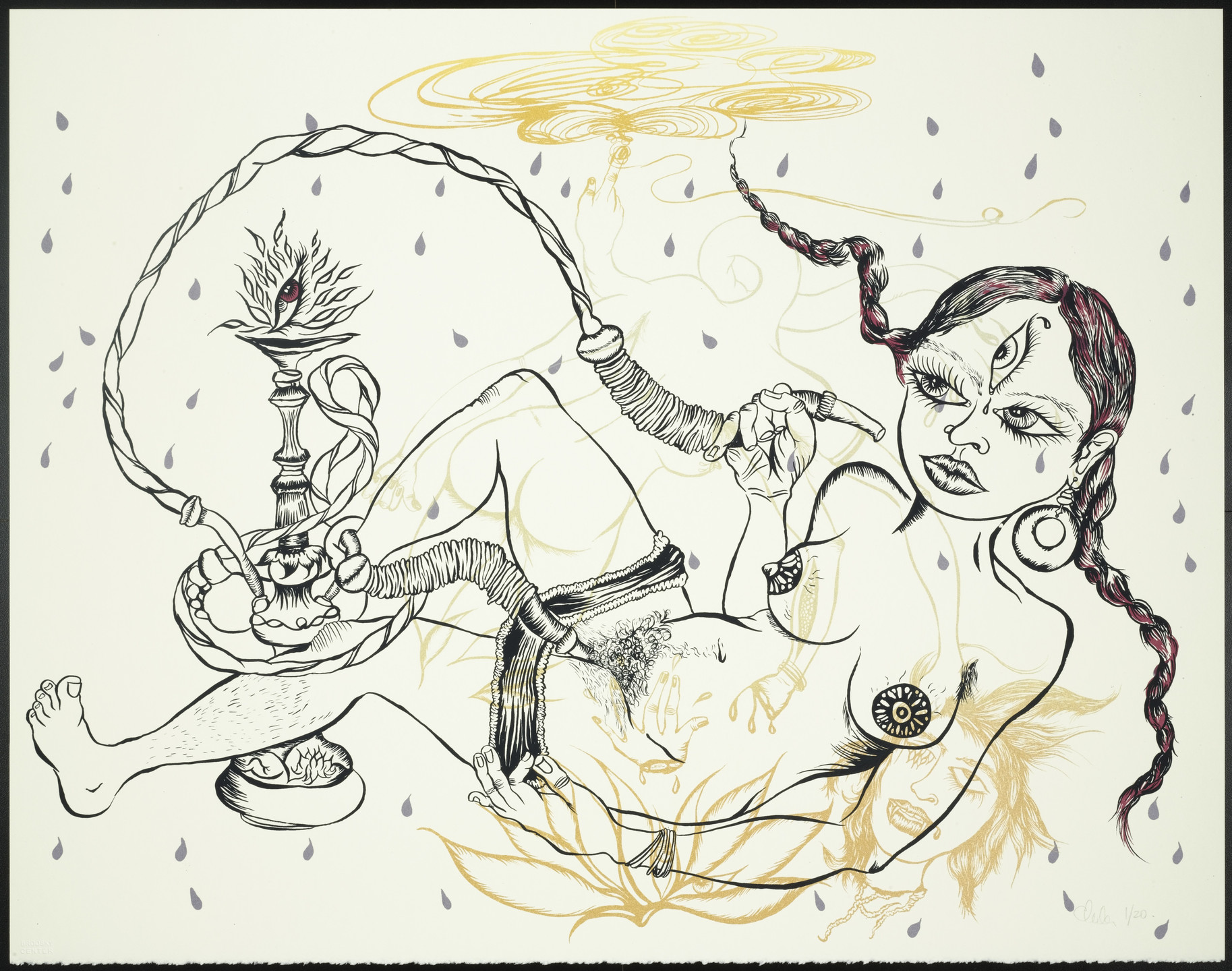 Chitra Ganesh. Untitled from Delicate Line (Corpse she was holding): Her head in the flames?. 2009