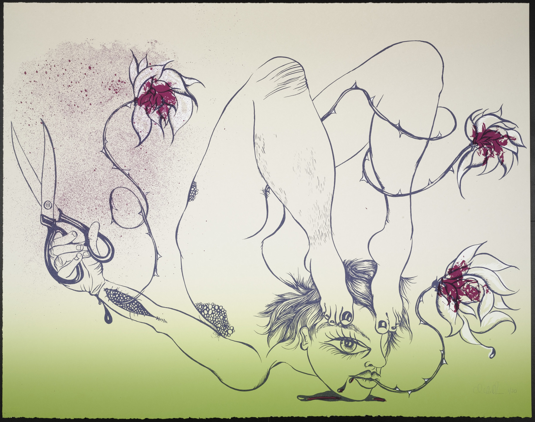 Chitra Ganesh. Untitled from Delicate Line (Corpse she was holding): Her head in the flames?. 2009