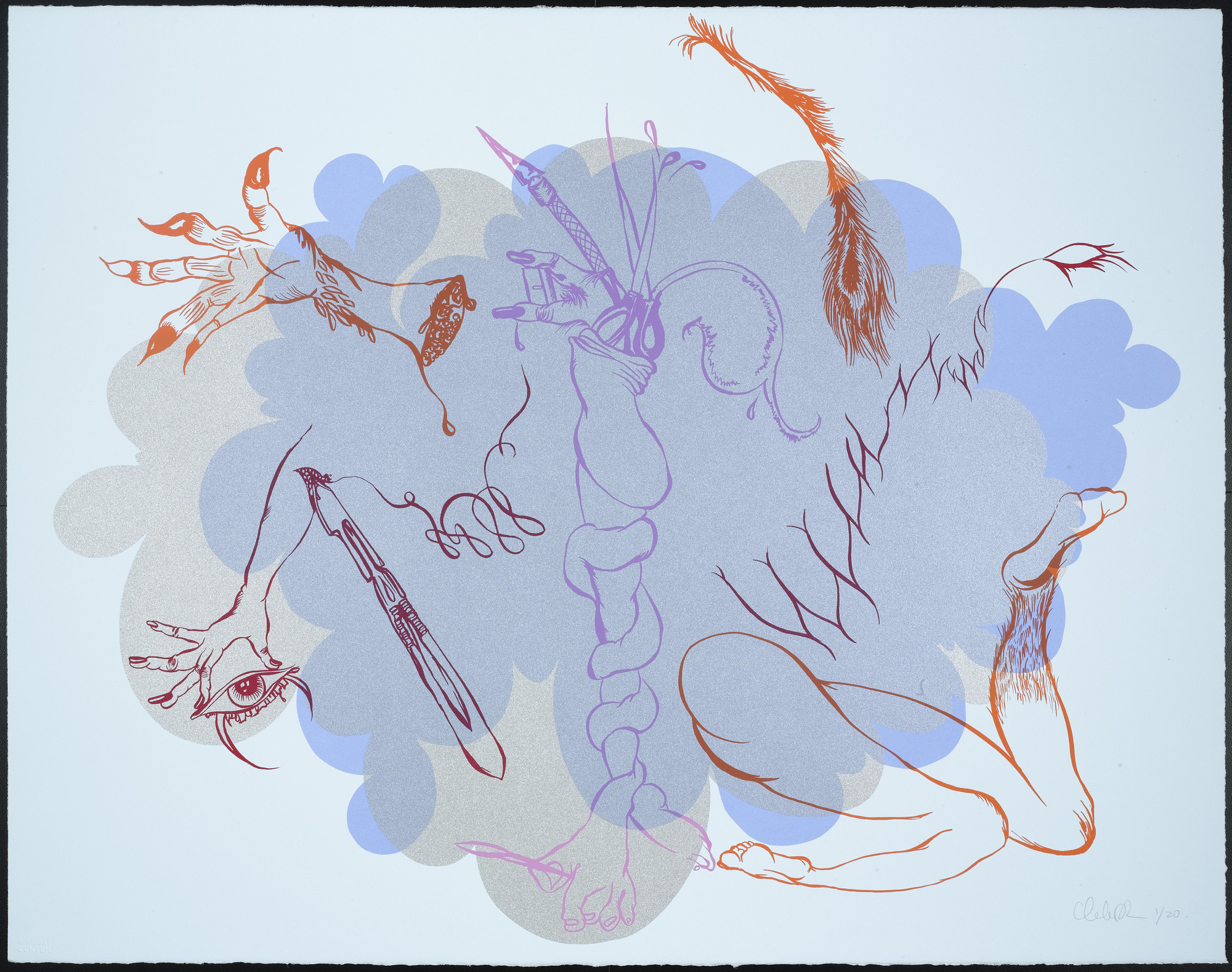 Chitra Ganesh. Untitled from Delicate Line (Corpse she was holding): Her head in the flames?