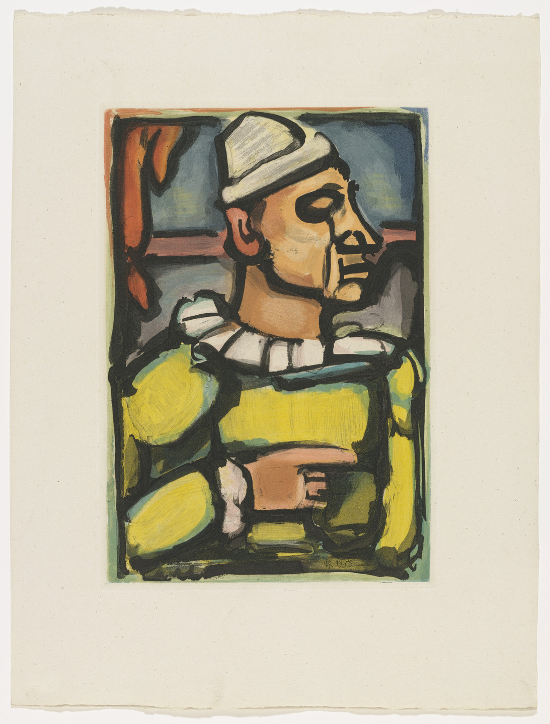 Georges Rouault. Amer Citron (Bitter Lemon) (plate facing page 16) from Cirque de l'étoile filante (The Shooting Star Circus). 1935, published 1938