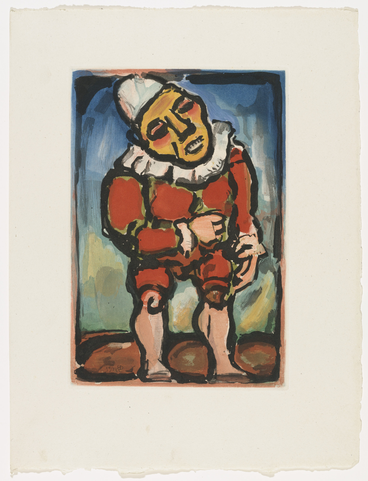 Georges Rouault. Le Petit Nain (The Little Dwarf) (plate facing page 20) from Cirque de l'étoile filante (The Shooting Star Circus)
