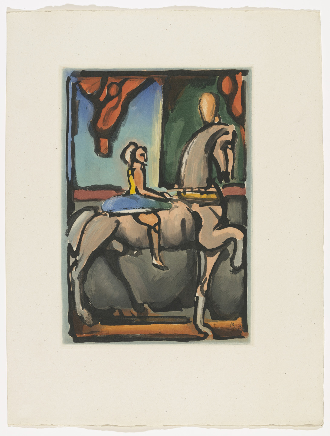 Georges Rouault. La Petite Ecuyère (The Little Equestrienne) (plate facing page 30) from Cirque de l'étoile filante (The Shooting Star Circus). 1936, published 1938