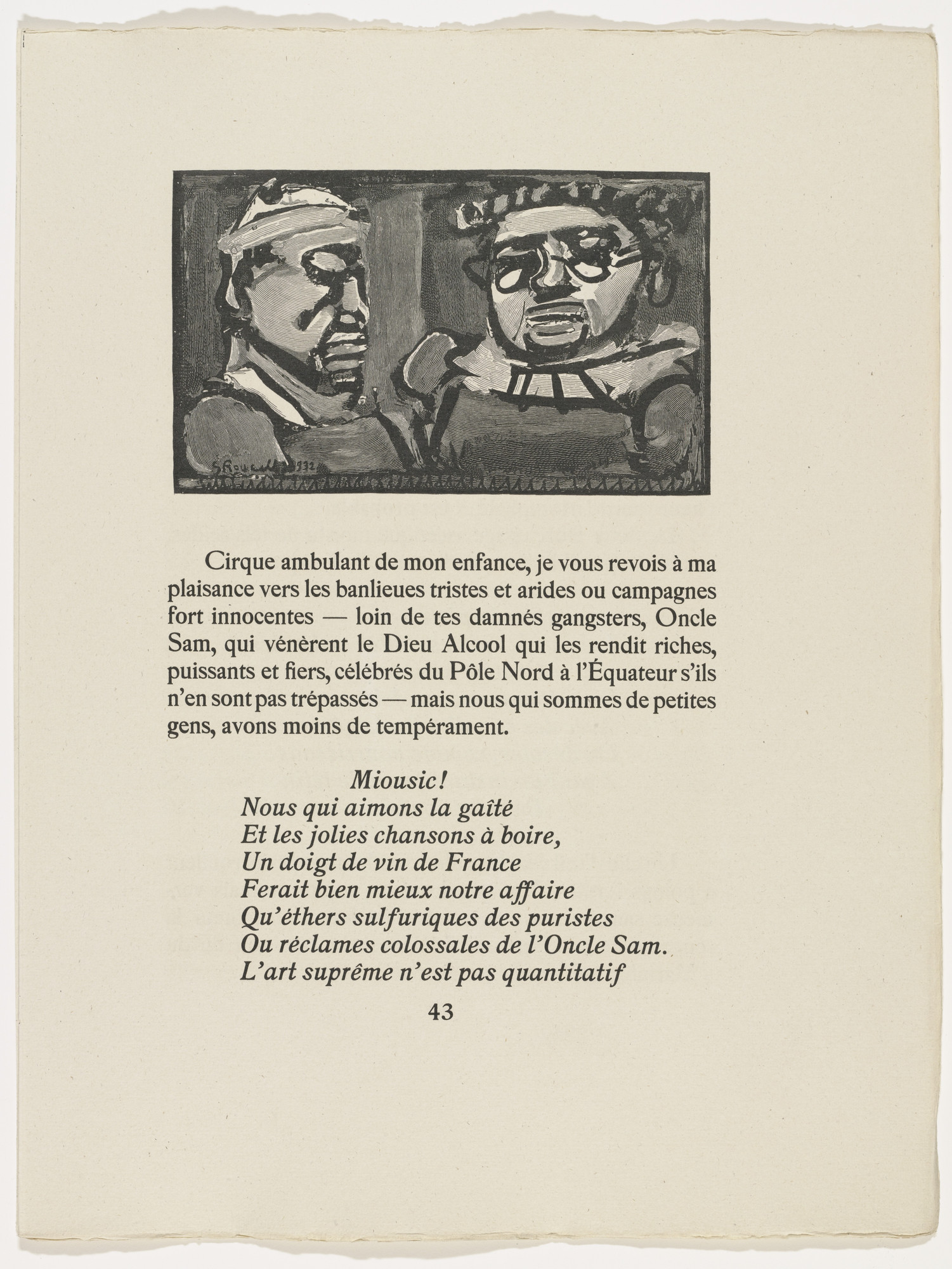 Georges Rouault. Headpiece (page 43) from Cirque de l'étoile filante (The Shooting Star Circus)