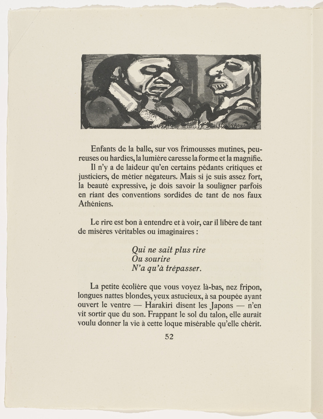 Georges Rouault. In-text plate (page 52) from Cirque de l'étoile filante (The Shooting Star Circus). 1938