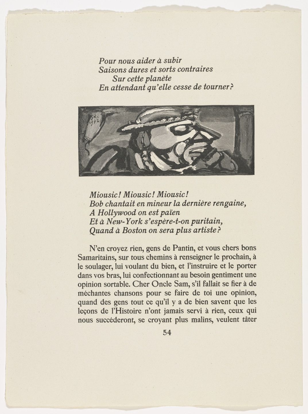 Georges Rouault. In-text plate (page 54) from Cirque de l'étoile filante (The Shooting Star Circus). 1938