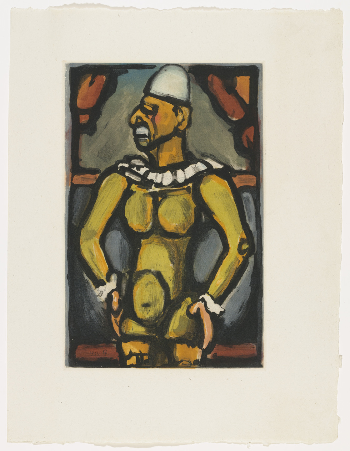 Georges Rouault. Tristes Os (Weary Bones) (plate facing page 64) from Cirque de l'étoile filante (The Shooting Star Circus). 1934, published 1938