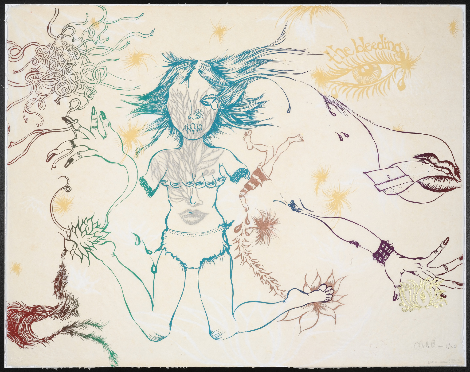 Chitra Ganesh. Untitled from Delicate Line (Corpse she was holding): Her head in the flames?