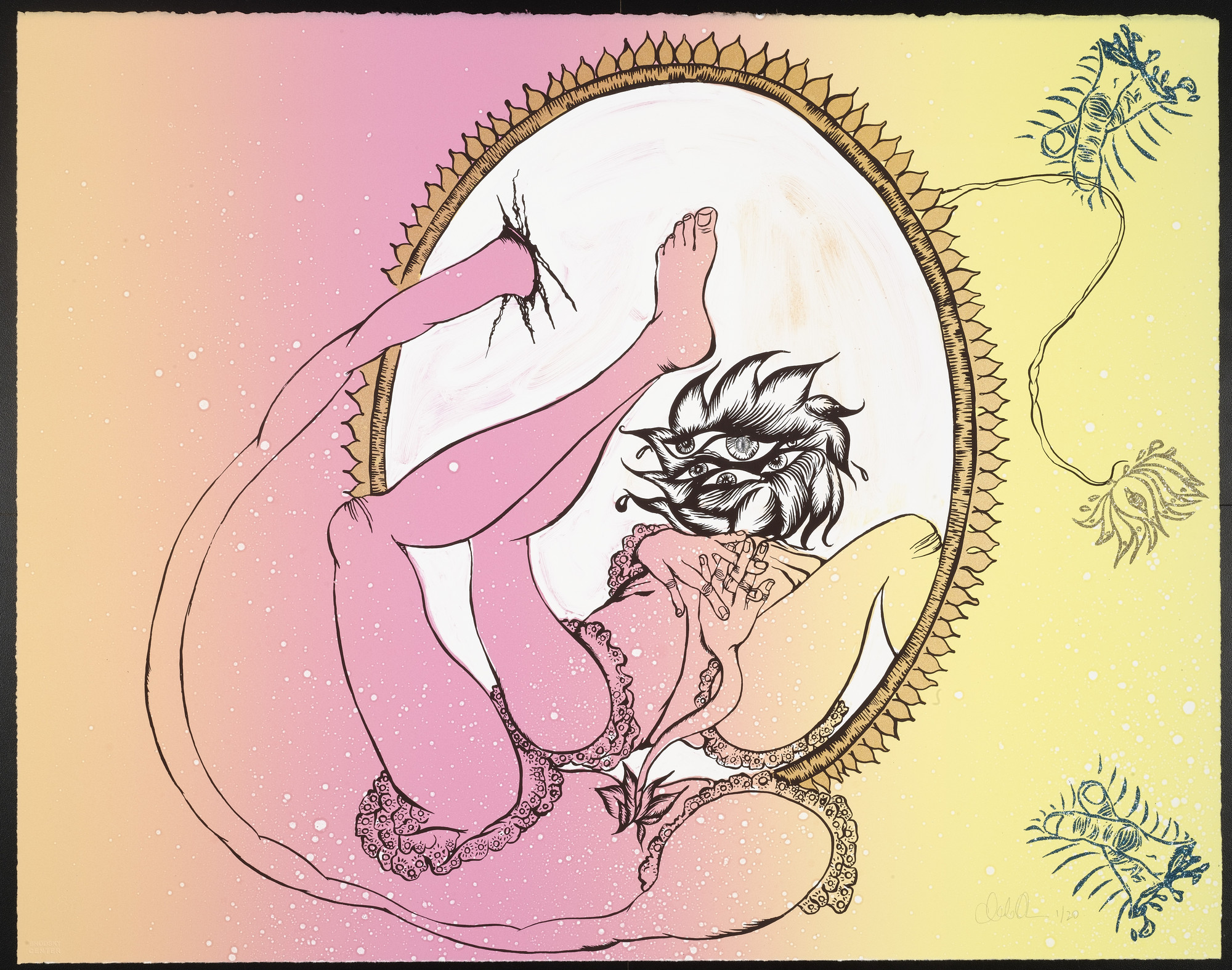 Chitra Ganesh. Untitled from Delicate Line (Corpse she was holding): Her head in the flames?