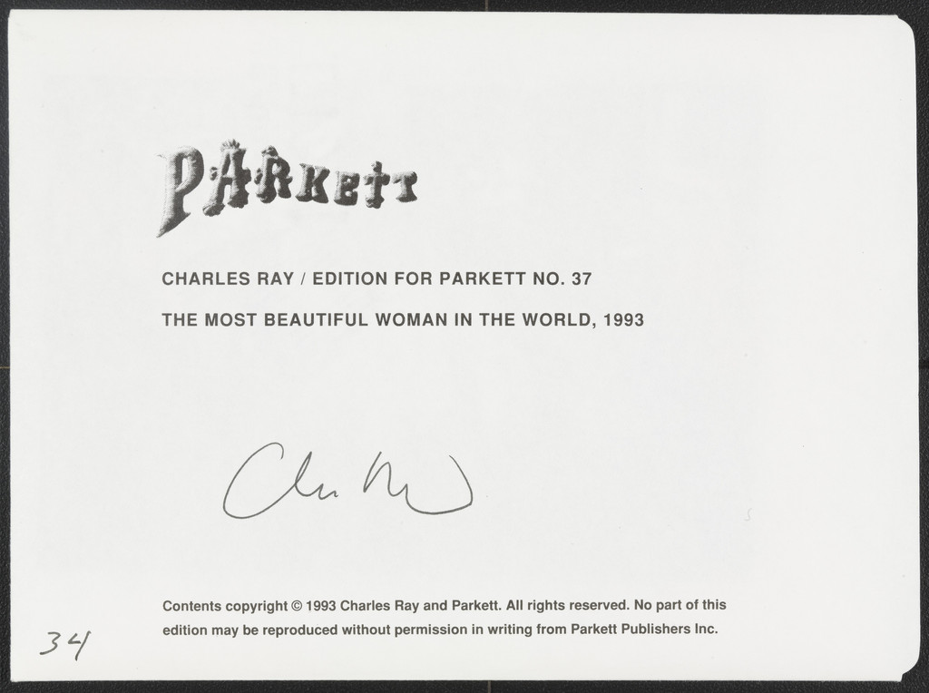 The Most Beautiful Women in the World (for Parkett no. 37)