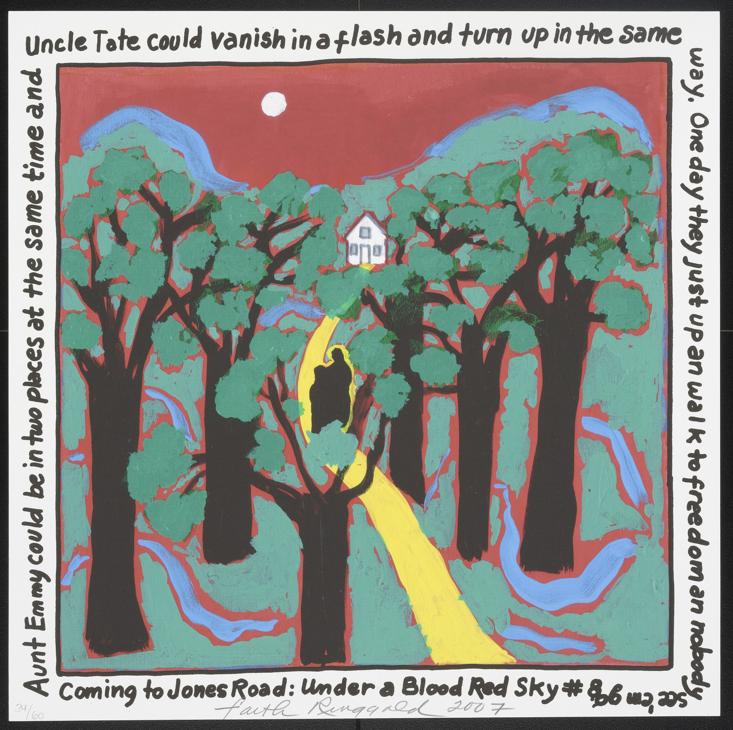 Faith Ringgold. Coming to Jones Road: Under a Blood Red Sky #8 from Femfolio. 2009