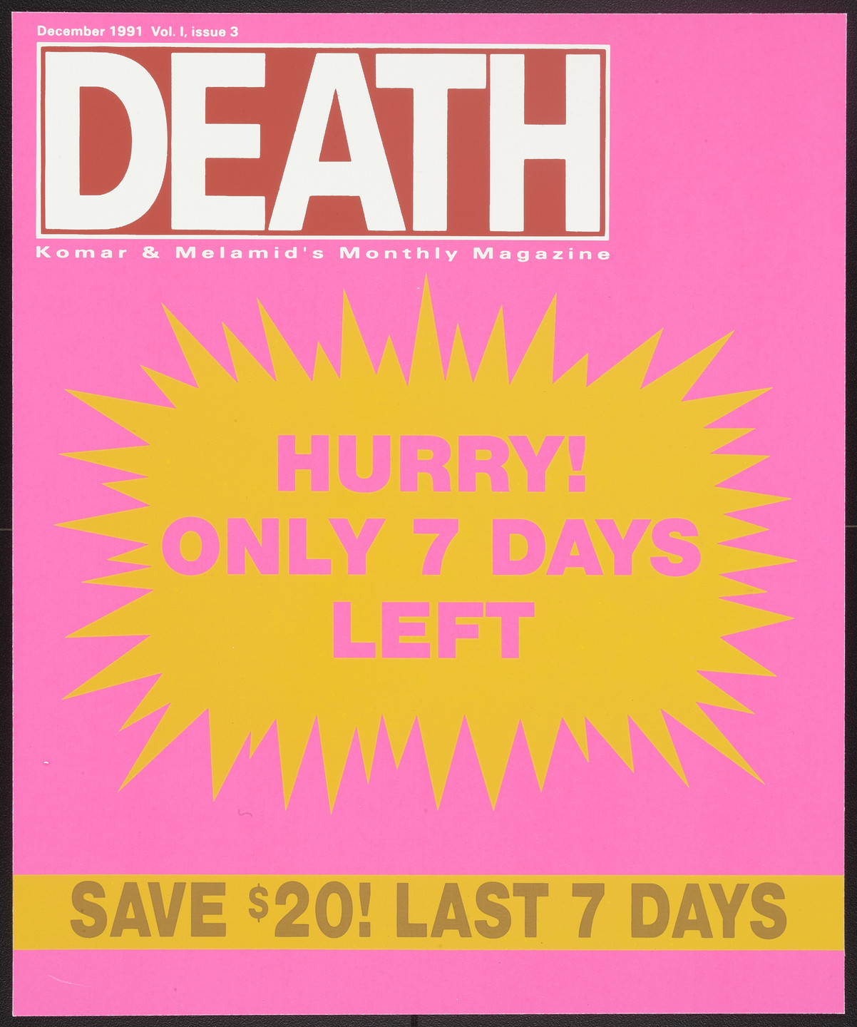 Komar and Melamid, Vitaly Komar, Alex Melamid. December 1991, Vol. 1, Issue 3 from the series DEATH Magazine. 1991