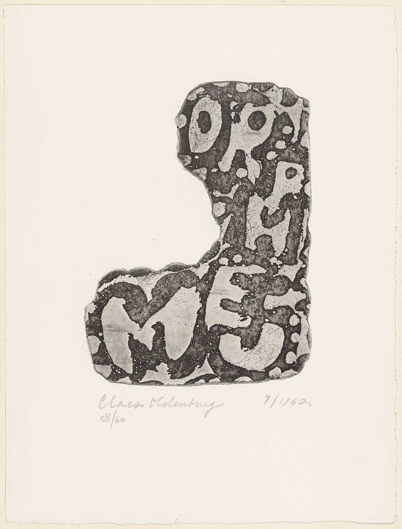 Claes Oldenburg. Orpheum Sign (plate 13) from The International Anthology of Contemporary Engraving: The International Avant-Garde, Volume 5: America Discovered (Anthologia internazionale dell'incisione contemporanea: L'Avanguardia internazionale: Volume 5: Scoperta dell'America)