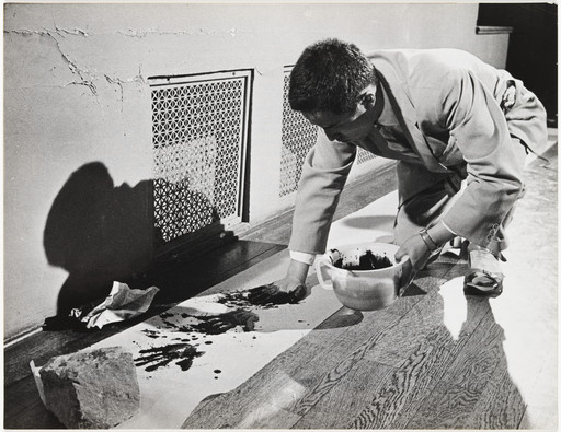 La Monte Young with Nam June Paik. La Monte Young's Composition 1960 #10 (to Bob Morris) performed by Nam June Paik during Fluxus Internationale Festspiele Neuester Musik, Städtisches Museum, Wiesbaden, September 1–23, 1962. 1962