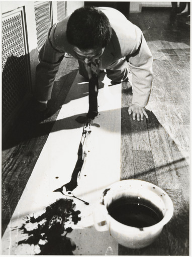 La Monte Young with Nam June Paik. La Monte Young's Composition 1960 #10 (to Bob Morris) performed by Nam June Paik during Fluxus Internationale Festspiele Neuester Musik, Städtisches Museum, Wiesbaden, September 1–23, 1962. 1962