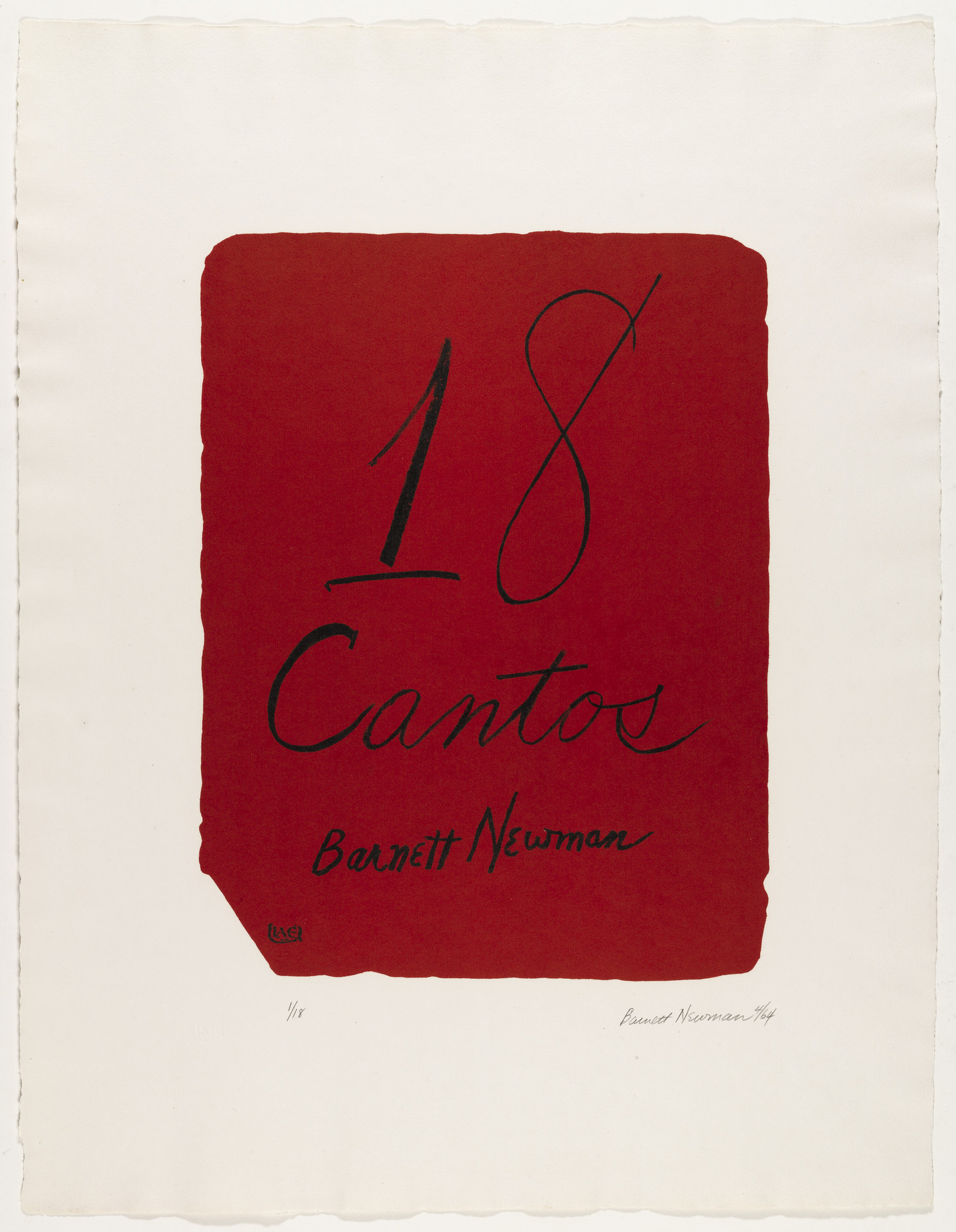 Barnett Newman. Title Page from 18 Cantos