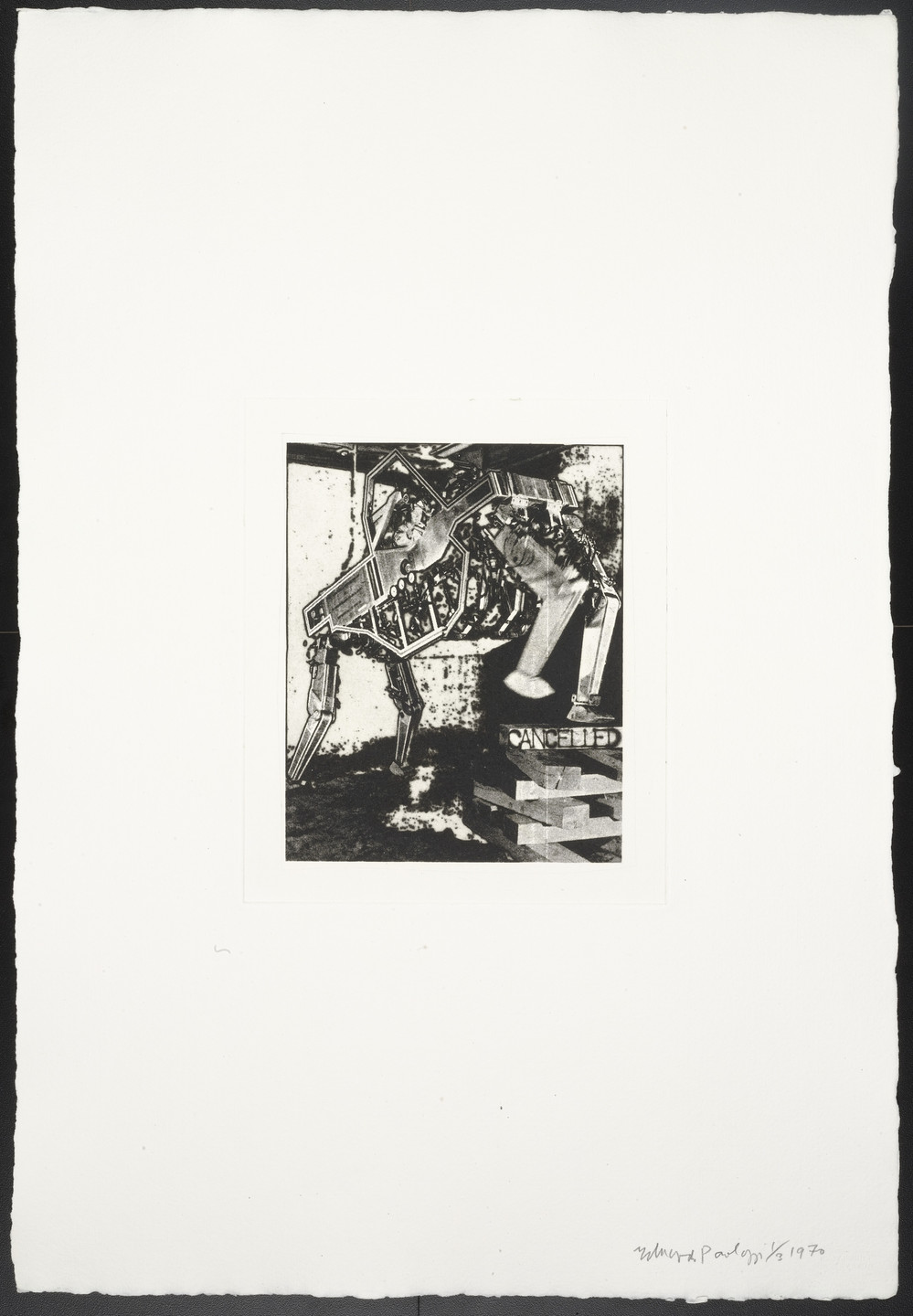 Eduardo Paolozzi. Cancelled proof for Untitled (Walking Machine) from The Conditional Probability Machine. 1970