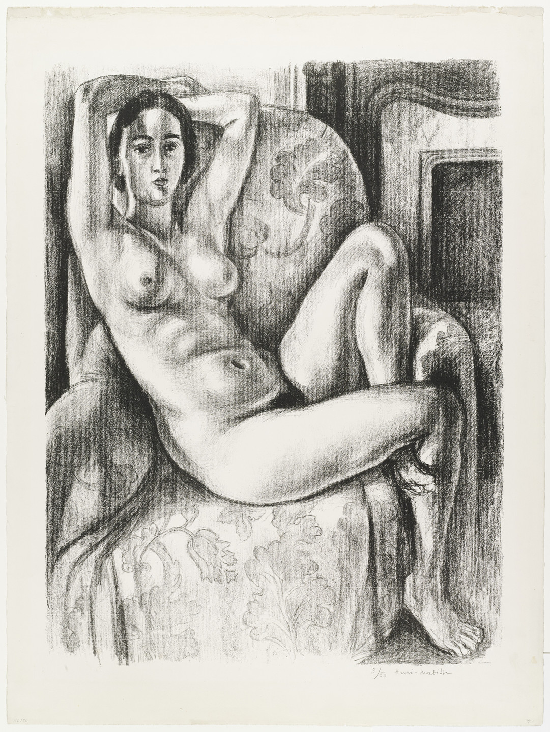 Henri Matisse. Nude with Blue Cushion Beside a Fireplace (Nu au coussin bleu à coté d&#39;une cheminée). 1925