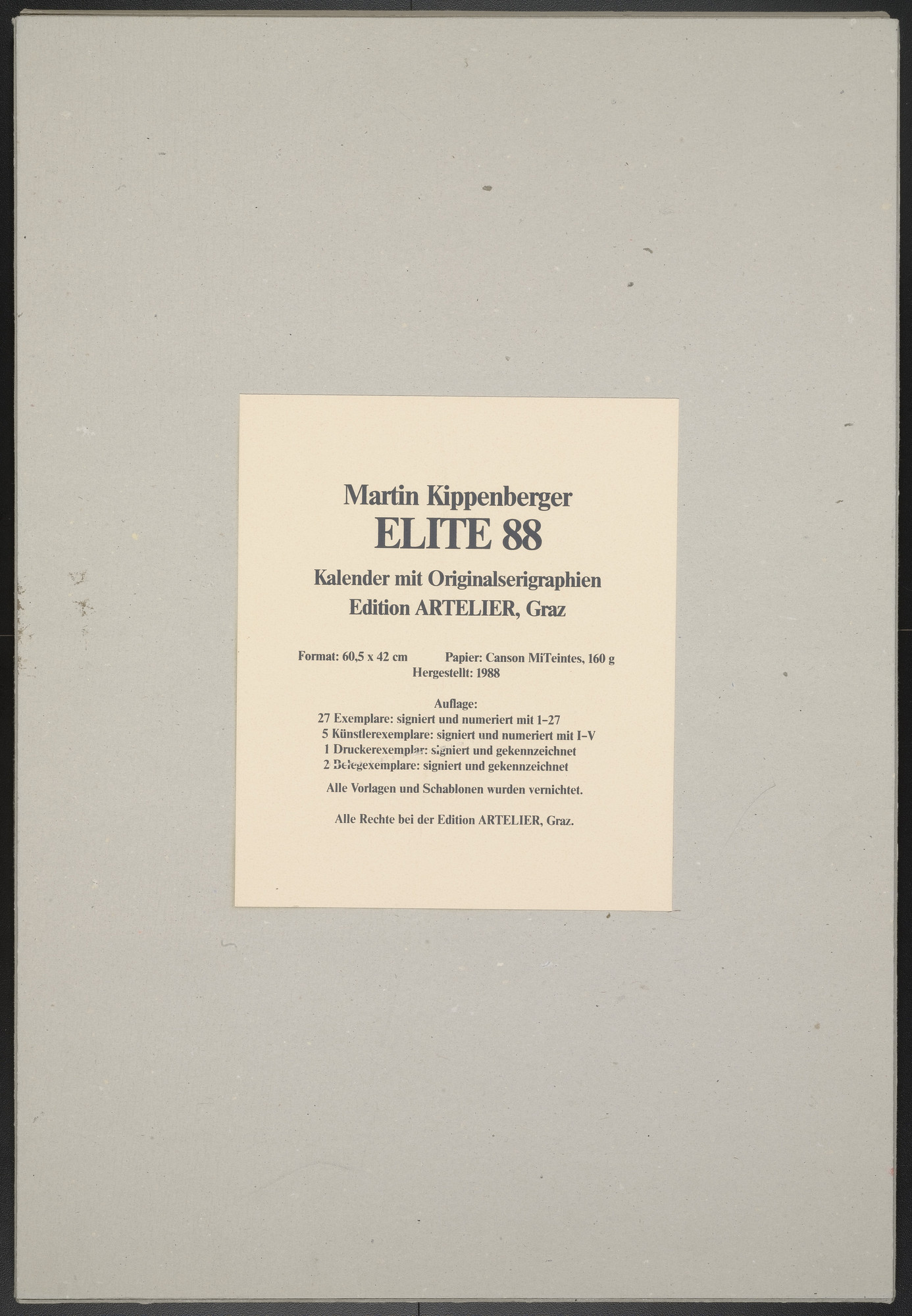 Martin Kippenberger. Elite '88