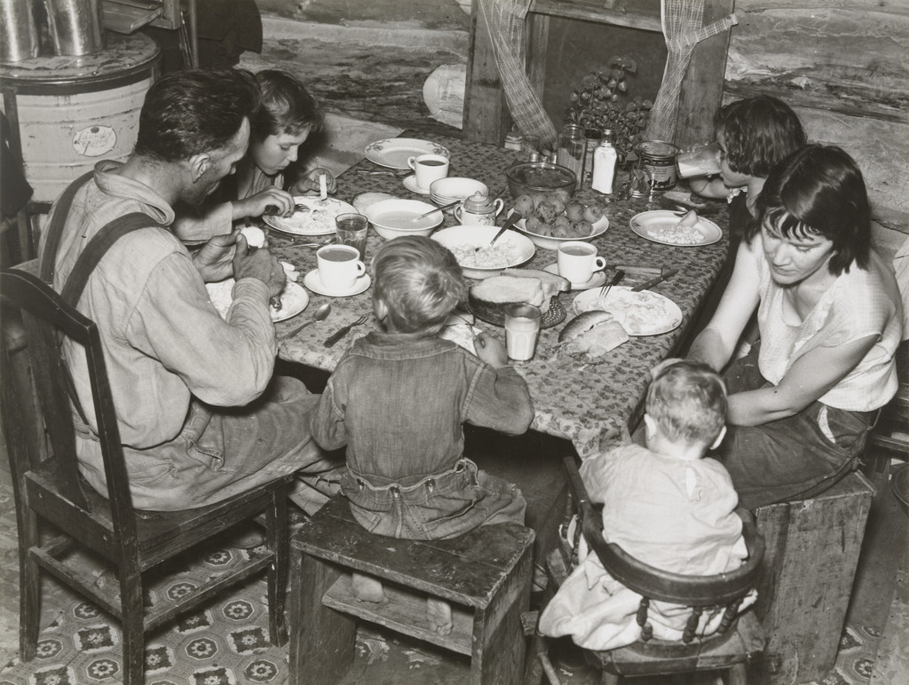 William Horavitch Family Eating Dinner, Williams County, North Dakota, Farm Family at Dinner, North Dakota