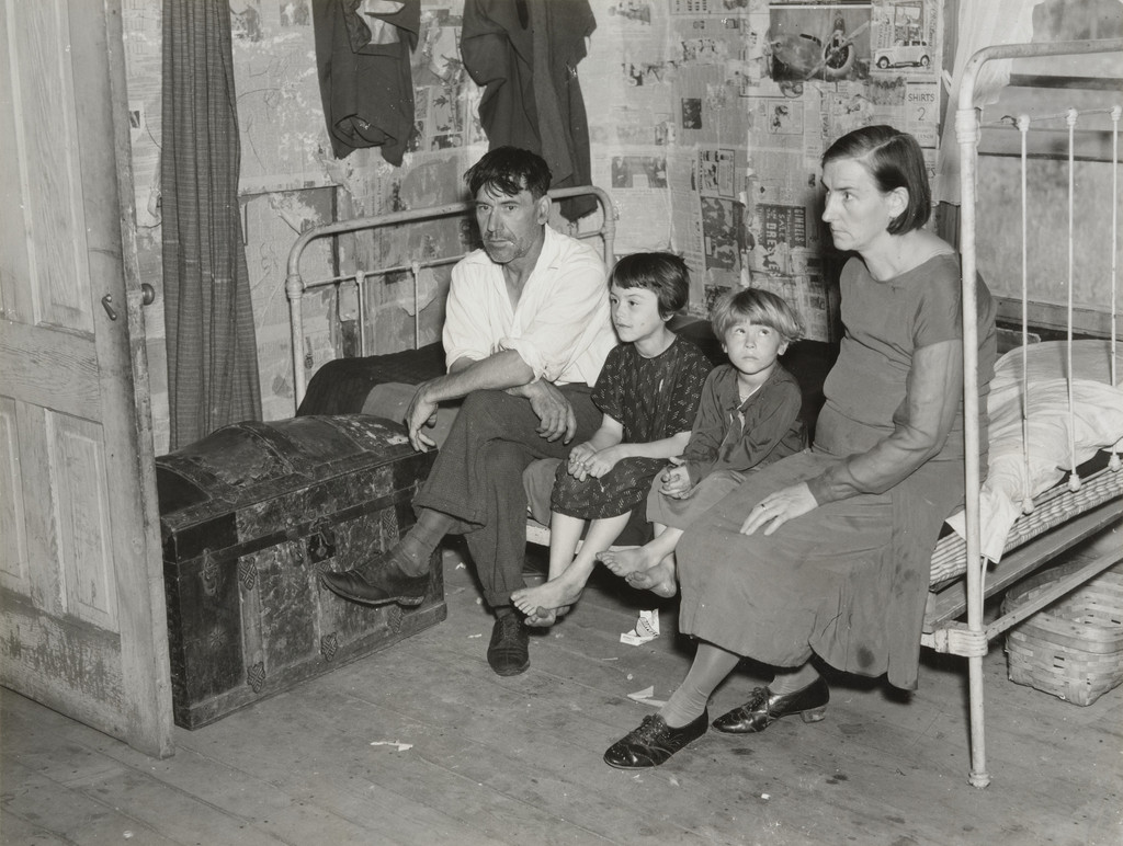 John Mathews, Wife, and Two Children in their Home near Black River Falls, Wisconsin, Farm Family, Cutover Area, Wisconsin