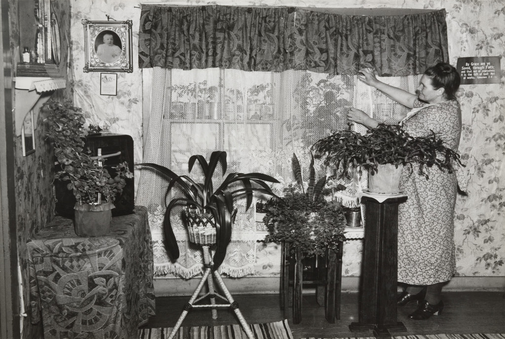 Mrs. Herman Perry in her Home at Mansfield, Michigan. She is the wife of an Oldtime Iron Miner who Worked in the Mines before they were Abandoned, Home in Mansfield, Michigan