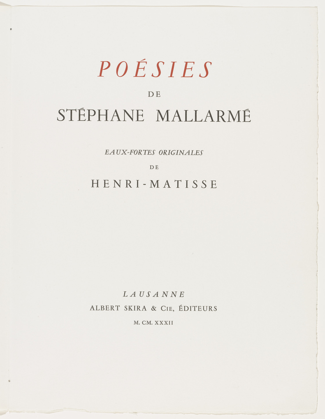 Henri Matisse. Poésies (Poems). 1932