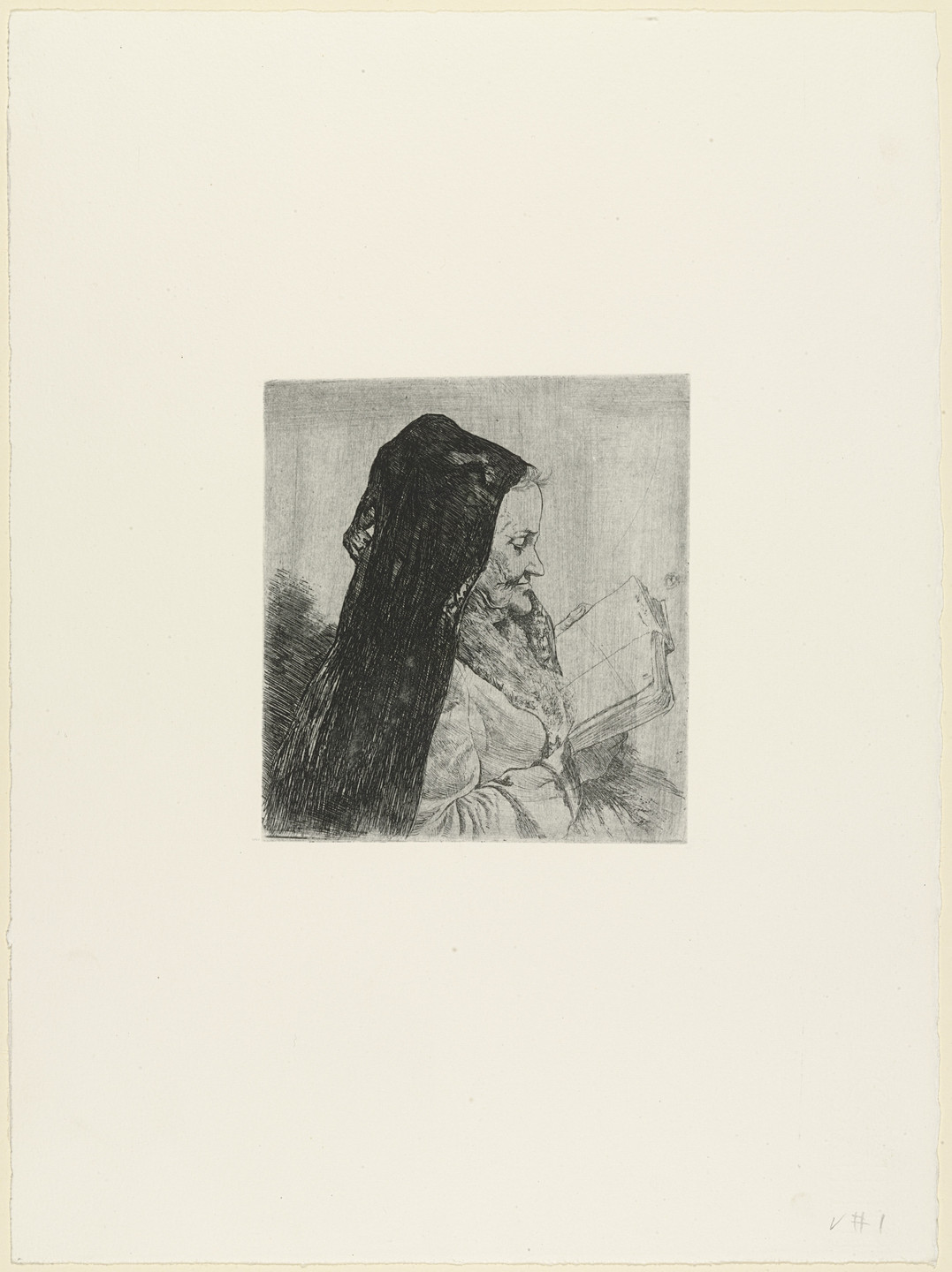 Joseph Stella. Portrait of an Old Woman Reading. c. 1900, printed 1960