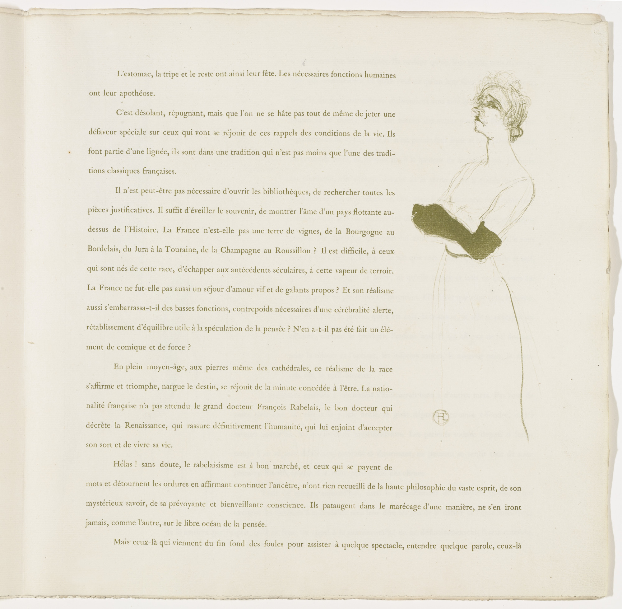 Henri de Toulouse-Lautrec. Plate 10 (in-text plate, folio 13) from Yvette Guilbert