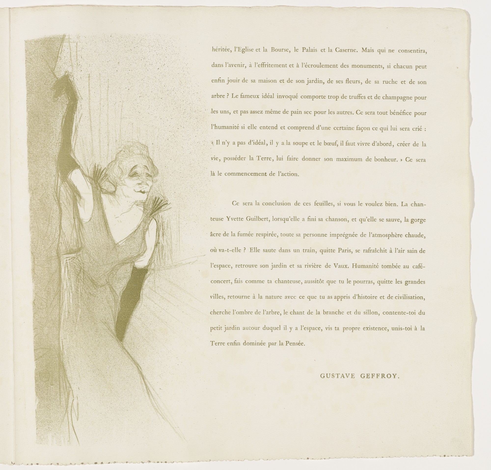 Henri de Toulouse-Lautrec. Plate 16 (in-text plate, folio 19) from Yvette Guilbert