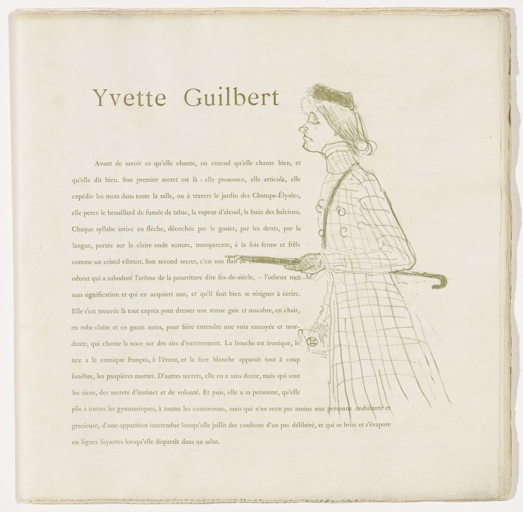 Plate 1 (in-text plate, folio 4) from Yvette Guilbert