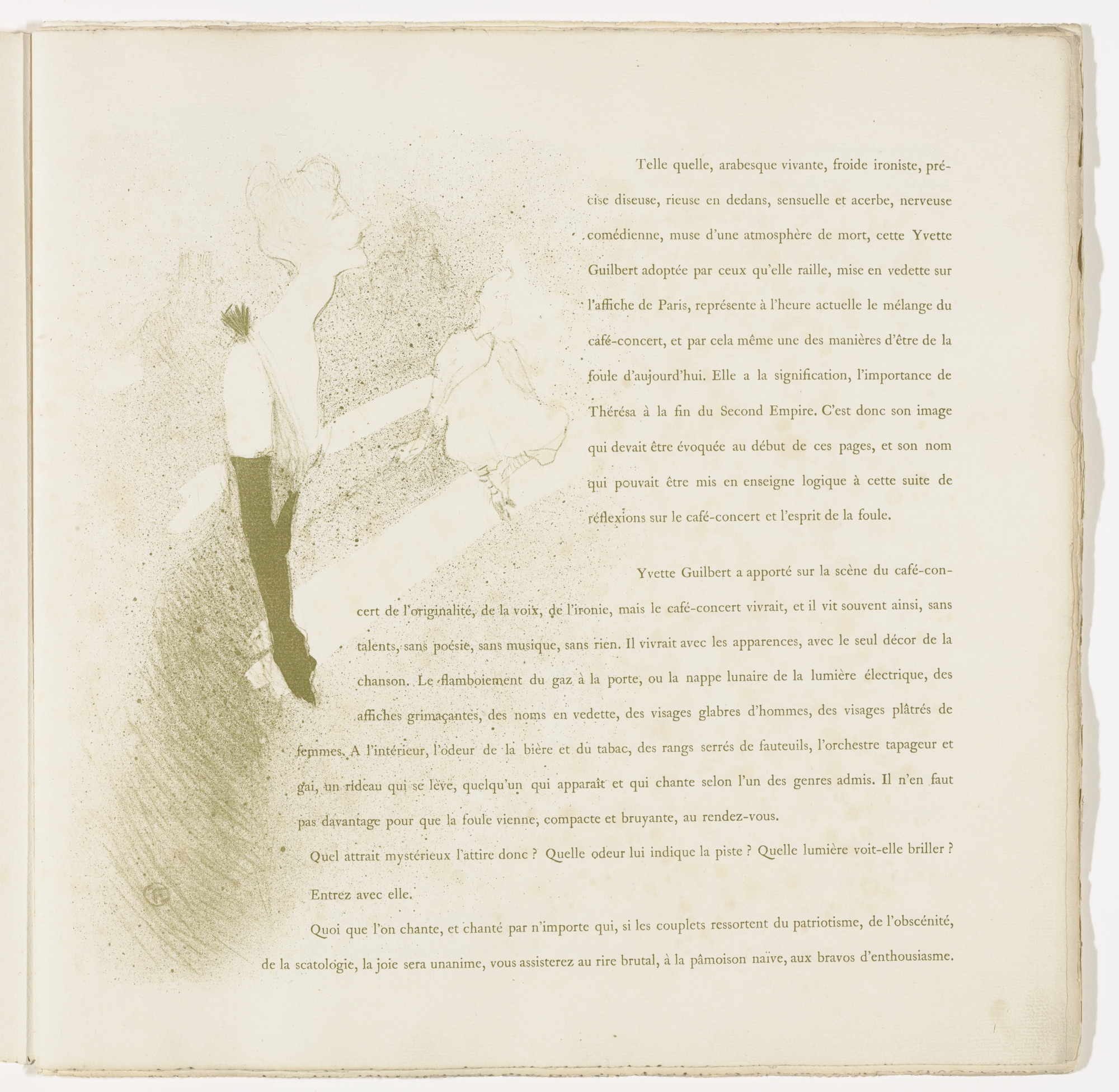 Henri de Toulouse-Lautrec. Plate 2 (in-text plate, folio 5) from Yvette Guilbert