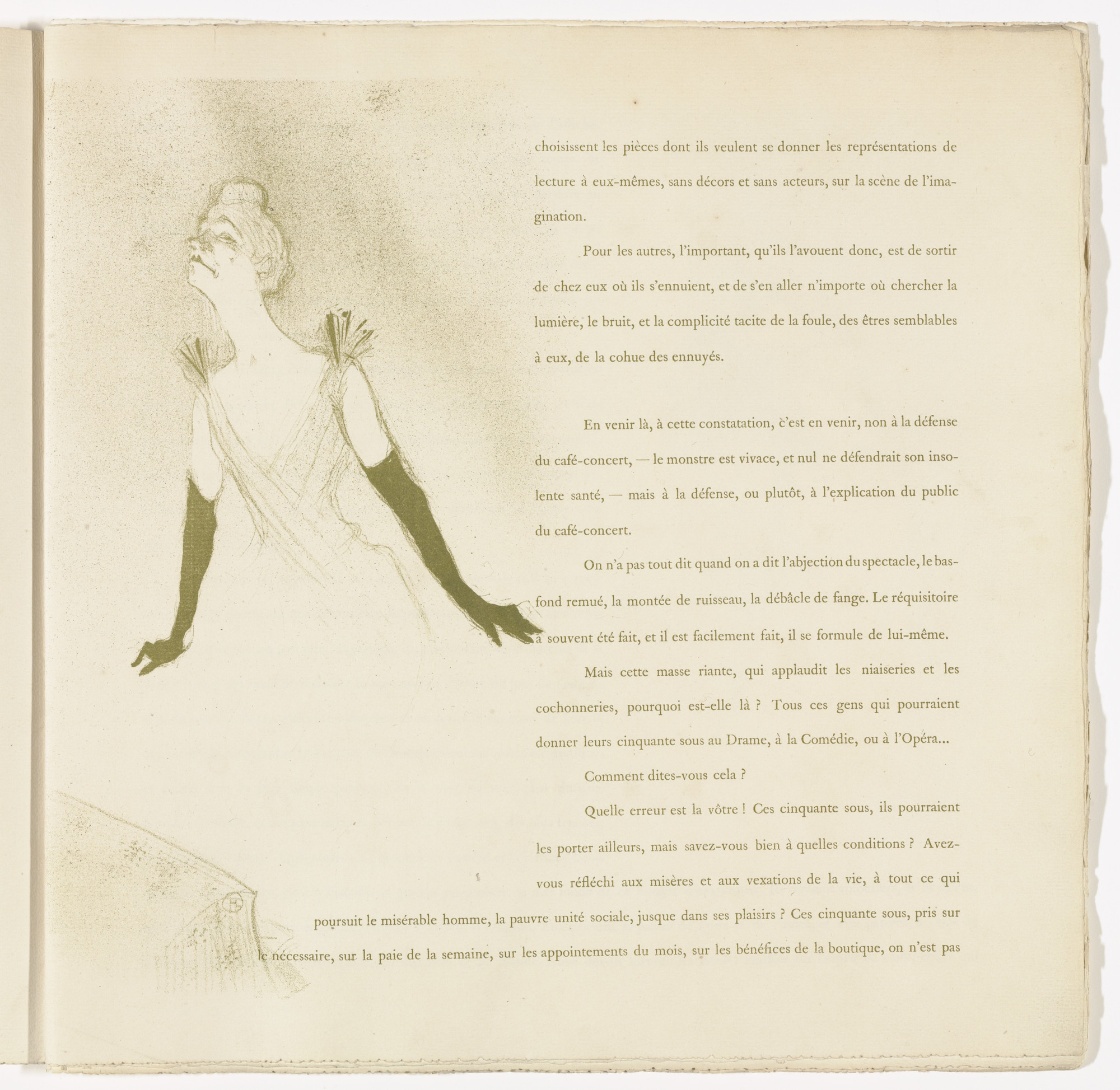 Henri de Toulouse-Lautrec. Plate 4 (in-text plate, folio 7) from Yvette Guilbert