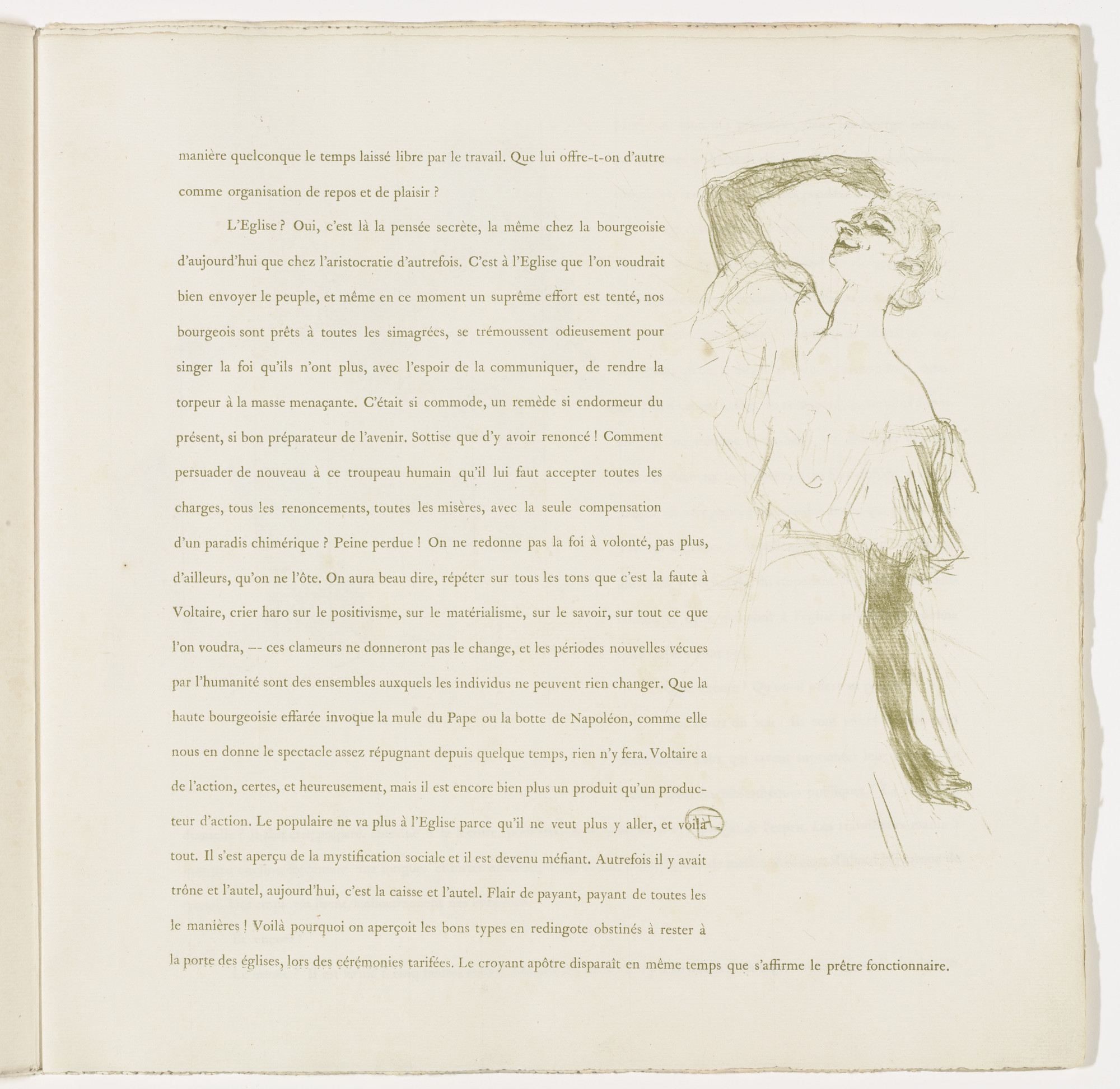 Henri de Toulouse-Lautrec. Plate 7 (in-text plate, folio 10) from Yvette Guilbert